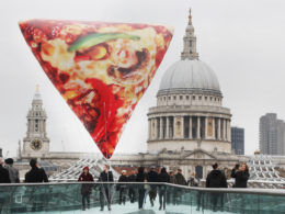Pizzamaker launches new Delight pizza range by floating slices by iconic London landmarks