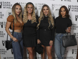 Reality squad Vicky Pattison, Olivia Bowen and Georgia Kousoulou celebrate the new Dark Horse Malbec launch