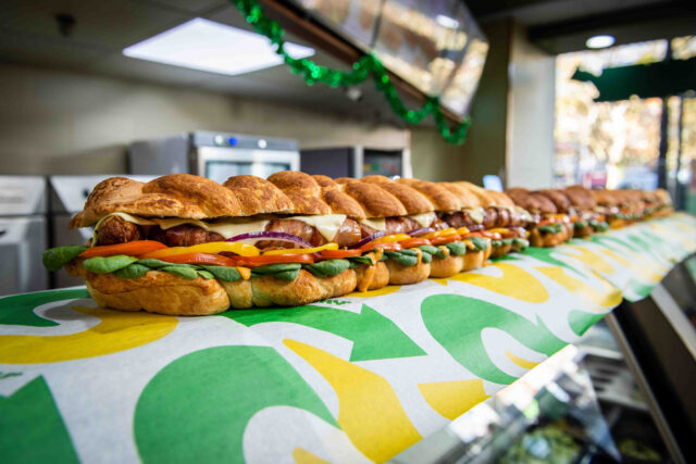 Subway® unveils 6ft Pig In Blanket Sub, London, 3rd December 2020