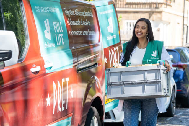 TV star Maya Jama surprises youths in Hackney, East London to volunteer as part of Deliveroo’s Full Life campaign, delivering 1m meals to people in the local communities