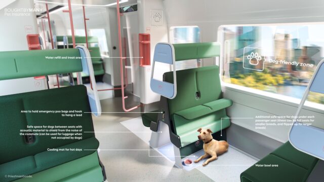 Pet insurance provider Bought By Many has teamed-up with transport and dog behaviour experts to design a dog-friendly train carriage for the future.