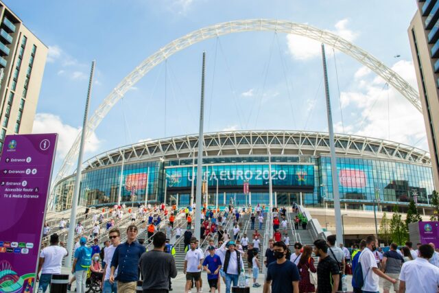 Wembley,,London,,England-,13,June,2021:,Football,Fans,Leaving,Wembley