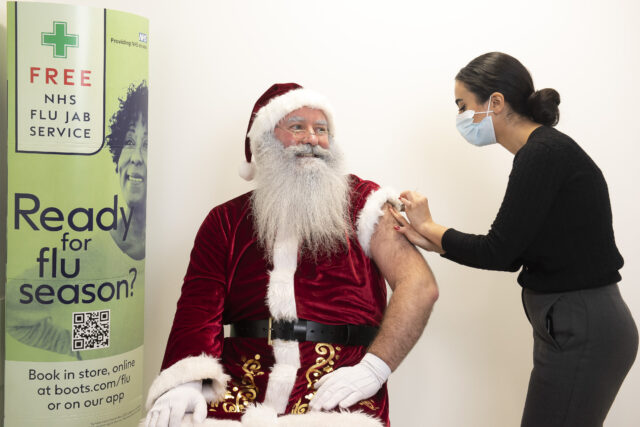 Boots - Father Christmas gets Flu Vaccination, London, 22nd November 2022