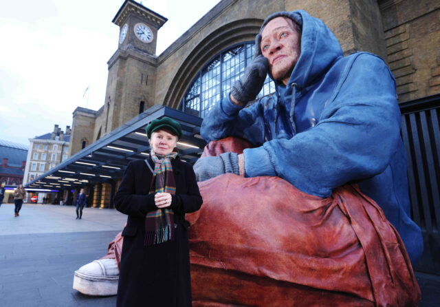 Imelda Staunton unveils Crisis sculpture, London, 5th December 2022