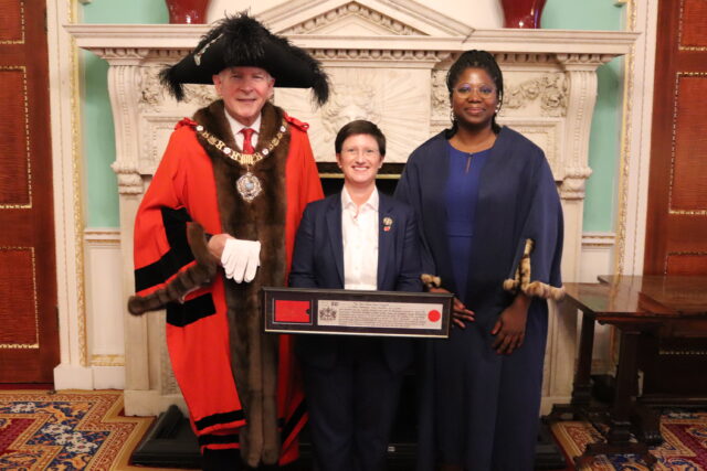 Julia Hoggett Freedom Ceremony with Lord Mayor and Florence Keelson-Anfu
