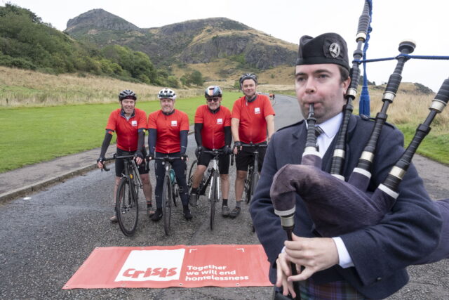 Specsavers’ David, Adrian and Lee with Crisis CEO Matt Downie London to Edinburgh charity bike ride for Crisis