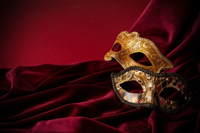 Luxury,Venetian,Mask,On,Dark,Red,Background.,Carnival,Masquerade,Fantasy