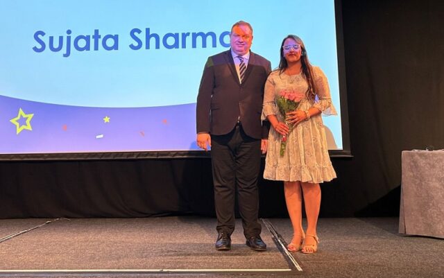 Sujata Sharma with David Wilmott