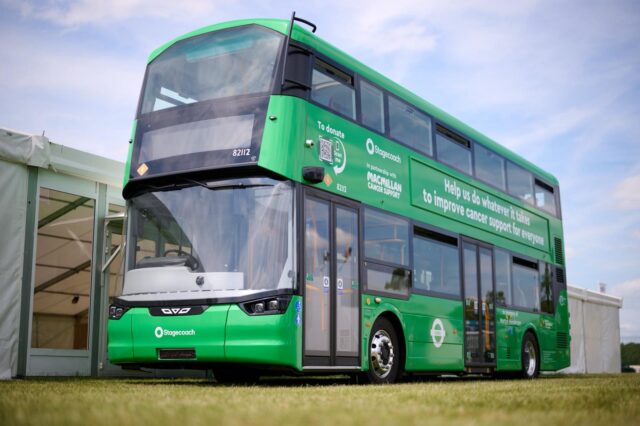 Macmillan wrapped bus