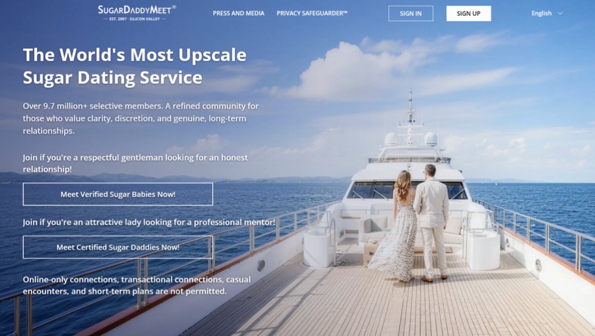 SugarDaddyMeet verified wealthy dating platform homepage