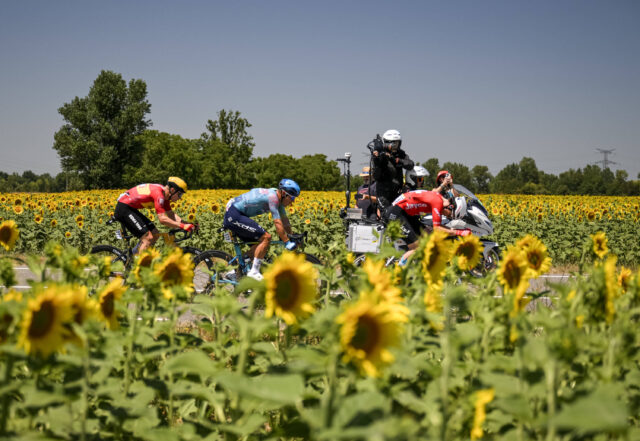 The breakaway during stage 11 of the 2025 Tour de France (Credit ASO & Charly López)