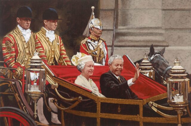 State Visit, paint on canvas, 140 × 210 cm, John Meyer, Courtesy of Everard Read Gallery