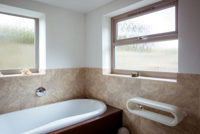 Bark Pattern Obscure Glass for Bathroom Privacy and Natural Light