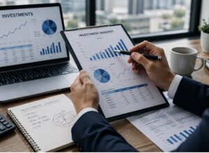 Investment analysis in a modern office