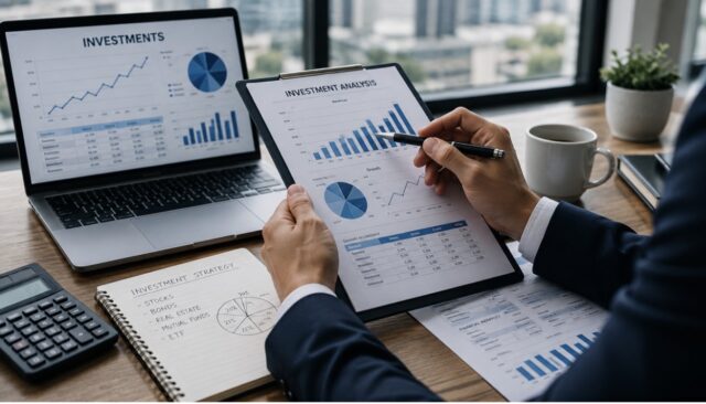 Investment analysis in a modern office